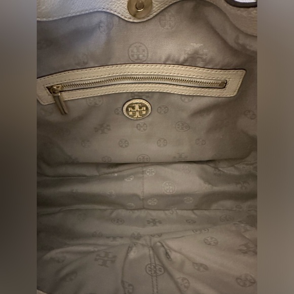 Tory Burch Sammy Large Hobo Cream Grey Black Pebbled Leather Shoulder bag - Picture 10 of 10